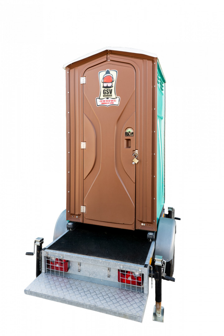 Toiletcabine op aanhangwagen